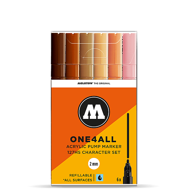 Molotow 127HS One4All Akrilik Marker Kalem 2 mm 6’lı Character Set 200232 - 1