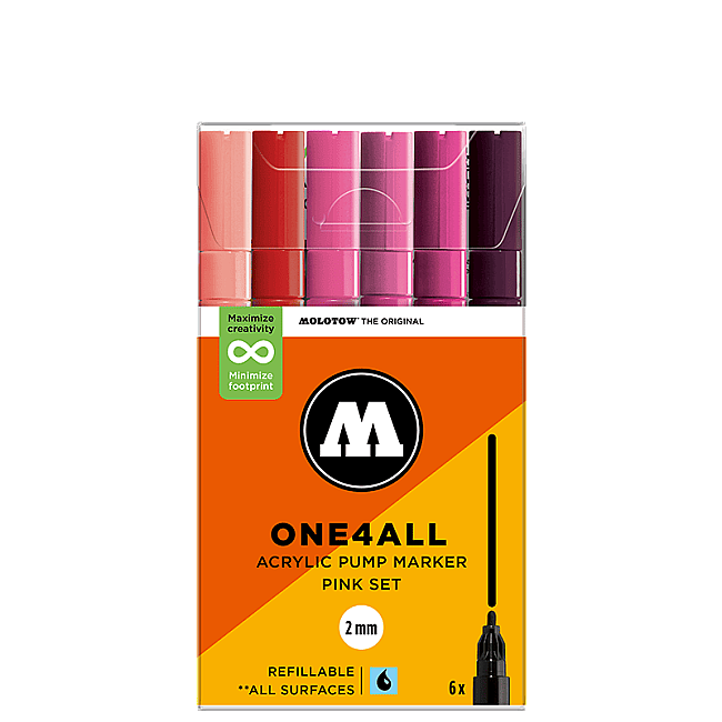 Molotow 127Hs One4All Akrilik Markör Pink Set 2 mm 6Lı N:200812 - 1