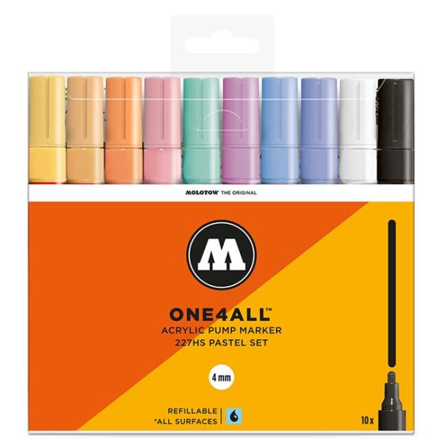 Molotow 227HS One4All Akrilik Marker Kalem 4 mm 10’lu Pastel Set 200458 - 1