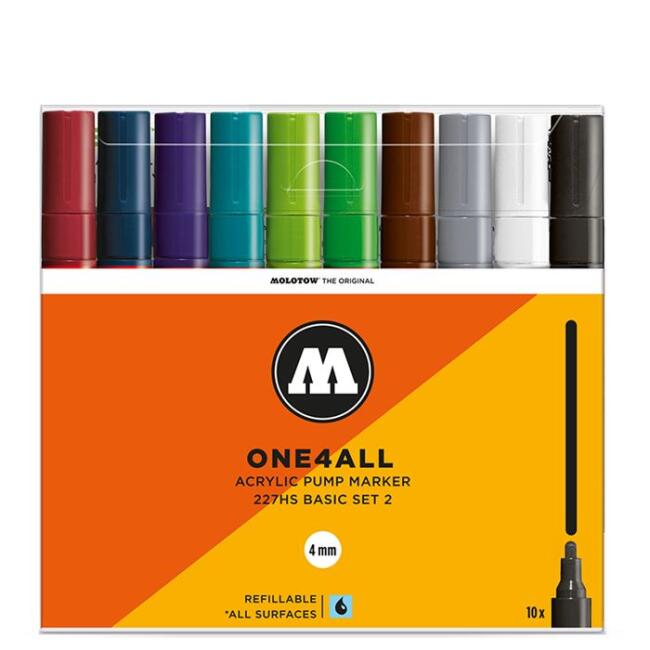 Molotow 227HS One4All Akrilik Marker Kalem 4 mm 10’lu Basic Set 2 200457 - 1