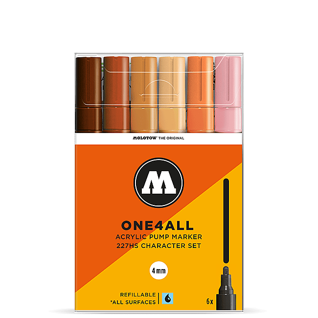 Molotow 227HS One4All Akrilik Marker Kalem 4 mm 6’lı Character Set 200455 - 1