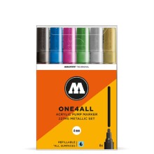 Molotow 227HS One4All Akrilik Marker Kalem 4 mm 6’lı Metallic Set 200198 - Molotow