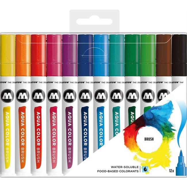 Molotow Aqua Color Brush Fırça Uçlu Kalem 12’li Basic Set 1 - 1