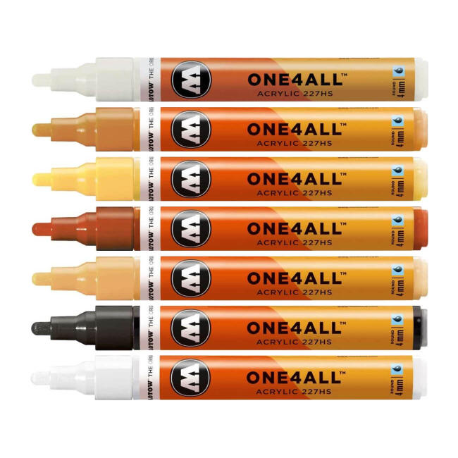 Molotow One4All 227HS Akrilik Marker Kalem Seti 4 mm 7'li Tematik Renkler : Earthy Tones - 1