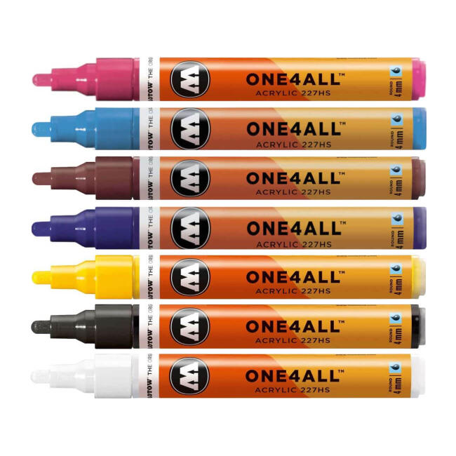 Molotow One4All 227HS Akrilik Marker Kalem Seti 4 mm 7'li Tematik Renkler : Ice & Fire - 1