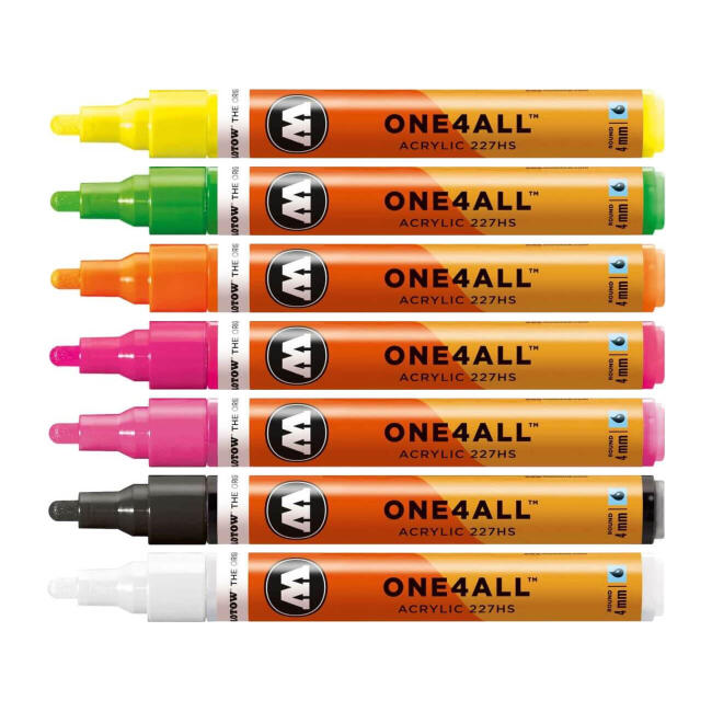 Molotow One4All 227HS Akrilik Marker Kalem Seti 4 mm 7'li Tematik Renkler : Neon Impact - 1
