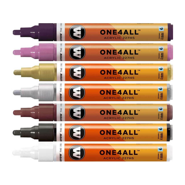 Molotow One4All 227HS Akrilik Marker Kalem Seti 4 mm 7'li Tematik Renkler : Royal Essence - 1