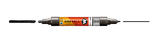 Molotow One4All Akrilik Çift Uçlu Marker Kalem 1,5-4 mm 223 Metallic Black - 1