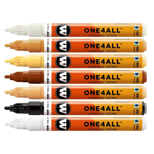 Molotow One4All 127HS Akrilik Marker Kalem Seti 2 mm 7'li Tematik Renkler : Earthy Tones - 1