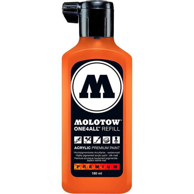 Molotow One4All Akrilik Mürekkep Refill 180 ml Neon Orange Fluorescent 218 - 1