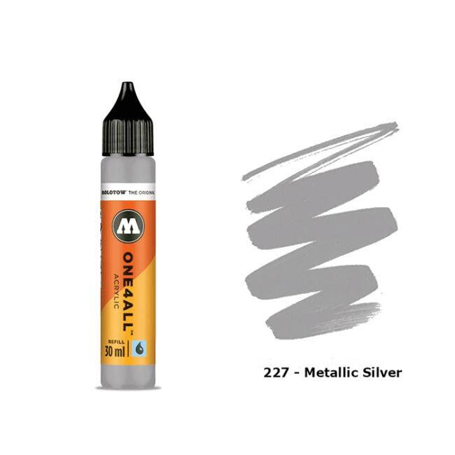 Molotow One4All Akrilik Mürekkep Refill 30 ml Metallic Silver 227 - 1