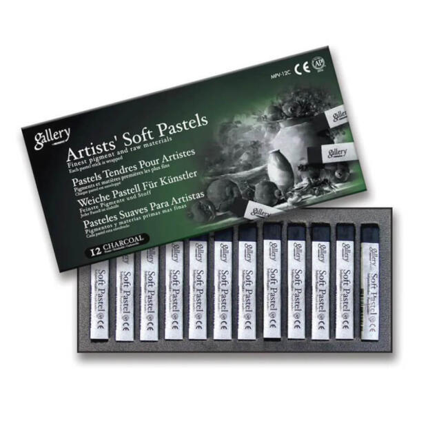 Mungyo Gallery Artists' Soft Pastel Set 12'li Charcoal MPV-12C - 1