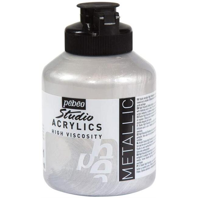 Pebeo Studio Akrilik Boya 500 ml Iridescent Silver 351 - 1