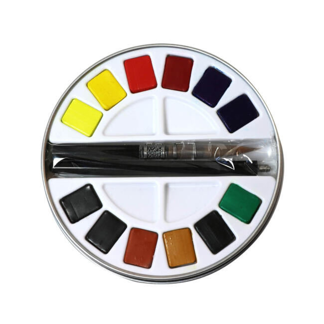 Pebeo Aquarelle Fine Metal Kutu Yarım Tablet Suluboya Seti 12li 300075 - 2