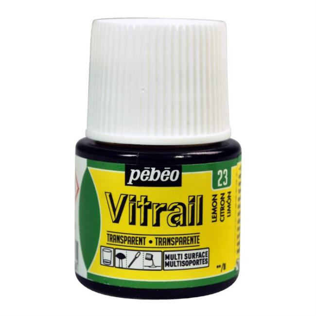 Pebeo Vitrail Transparan Cam Boyası 45 ml Lemon 23 - 1