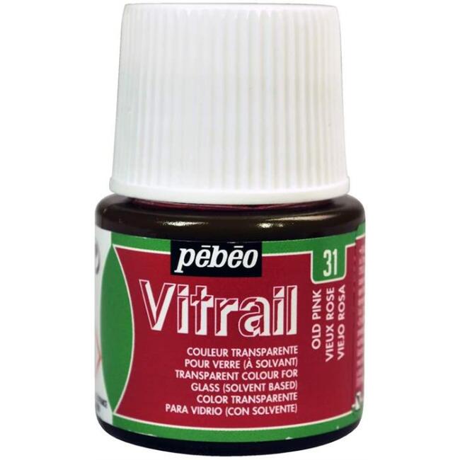 Pebeo Vitrail Transparan Cam Boyası 45 ml Old Pink 31 - 1