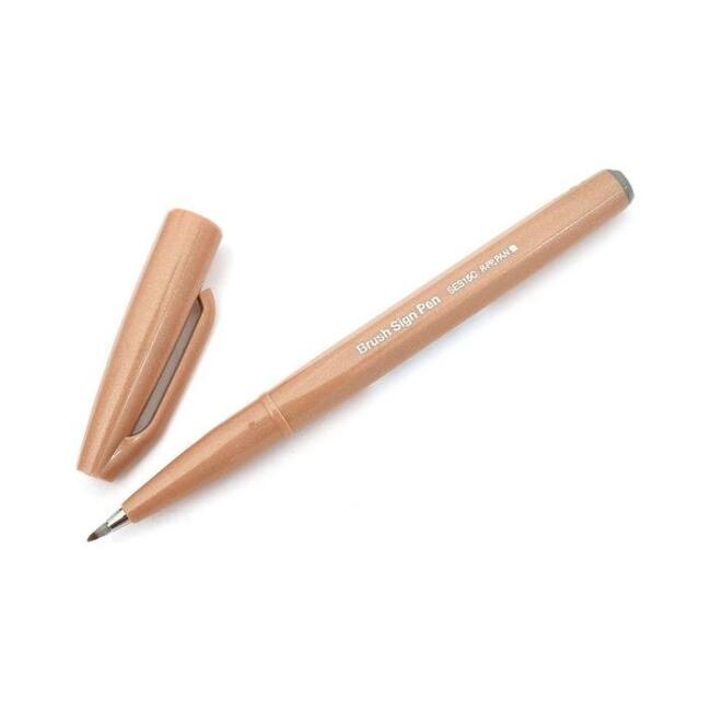 Pentel Brush Sing Pen İmza Kalemi Pale Brown - 1