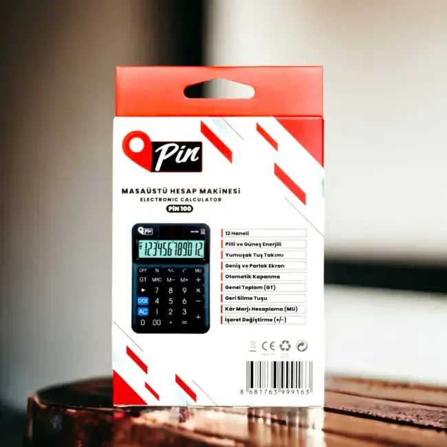 Pin Masaüstü Hesap Makinesi Siyah No:100 - 4