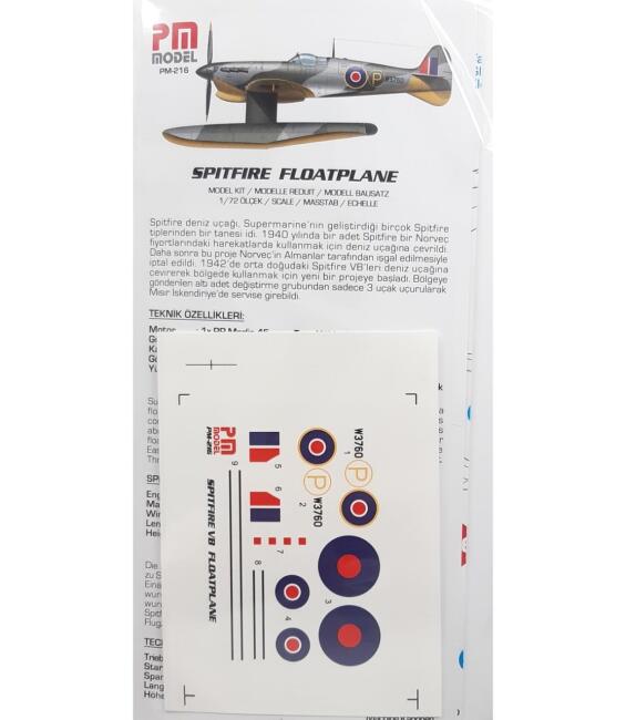 Pm Model Maket Uçak 1:72 Ölçek Supermarine Spitfire Vb Floatplane N:Pm-216 - 3