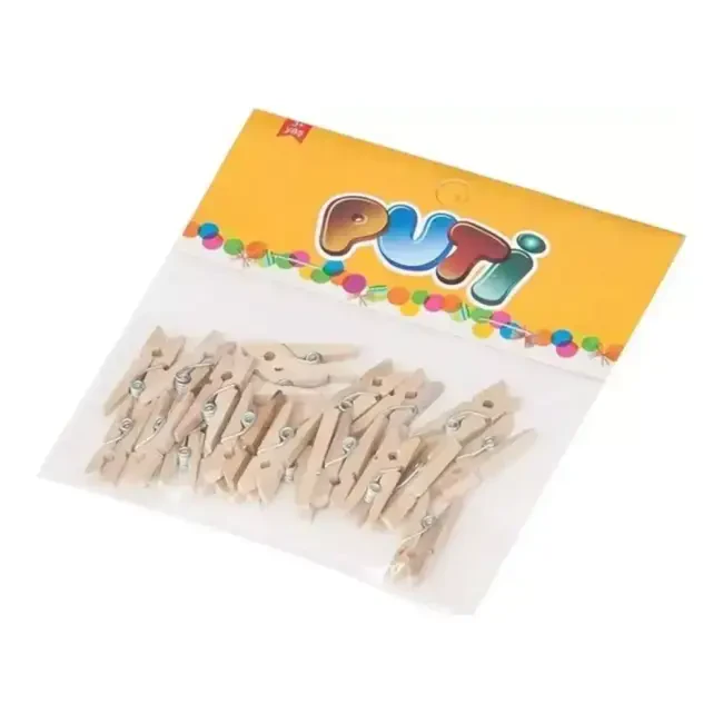 Puti Ahşap Küçük Naturel Mandal 24'lü 4674 - Puti