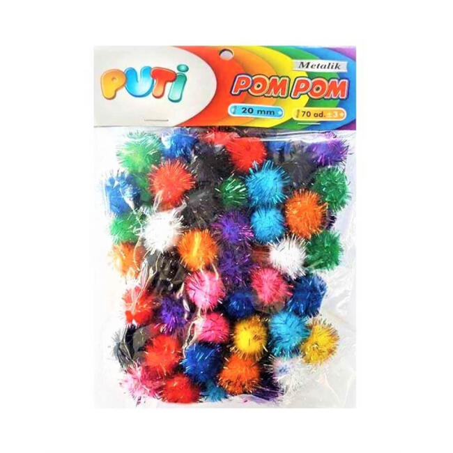 Puti Ponpon 20 mm 30'lu Metalik Karışık Renkler 4483 - 1