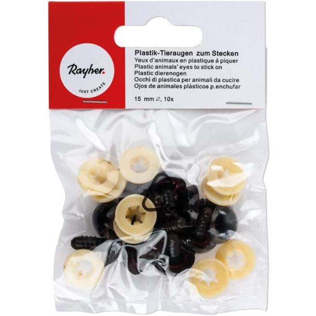 Rayher Peluş Oyuncaklar için Oynar Göz 15 mm 10 Adet - 1