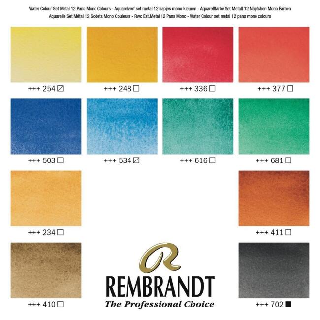 Rembrandt Artist Sulu Boya 12’li Set Mono Pigmented - 3