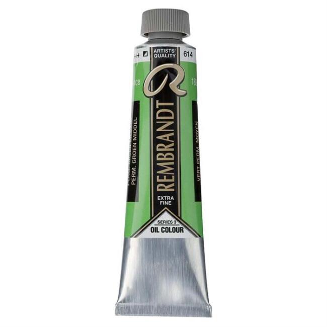 Talens Rembrandt Extra-Fine Yağlı Boya 40 ml Seri 3 Permanent Green Medium 614 - 8