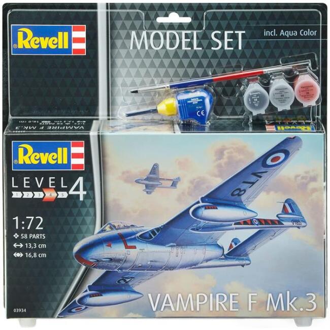 Revell Maket Uçak 1:72 Ölçek Vampire F Mk.3 Boyalı Set - 1