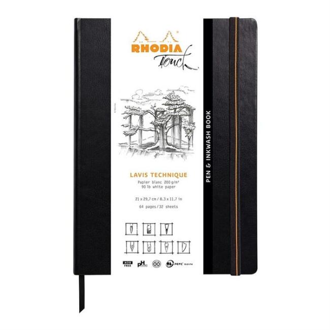 Rhodia Touch Lavis Technique Pen & Inkwash Book 200 g A4 32 Yaprak - 1