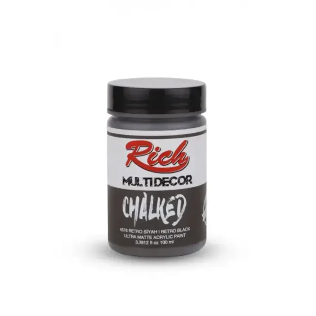 Rich Multi Decor Chalked Ultra Mat Akrilik Boya 100 ml Retro Siyah 4578 - 1