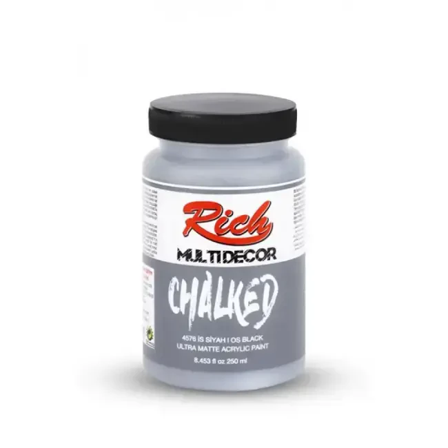 Rich Multi Decor Chalked Ultra Mat Akrilik Boya 250 ml İs Siyah 4576 - Rich