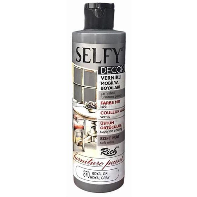 Rich Selfy Decor Vernikli Mobilya Boyası 240 cc Royal Gri 09464 - 1