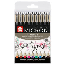Sakura Pigma Micron 0.45 mm Fineliner Kalem Seti 9'lu Renkler P0XSDK059 - Sakura