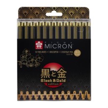 Sakura Pigma Micron Teknik Çizim Kalemi Siyah Gold Edition 12li Set - Sakura