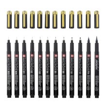 Sakura Pigma Micron Teknik Çizim Kalemi Siyah Gold Edition 12li Set - 3