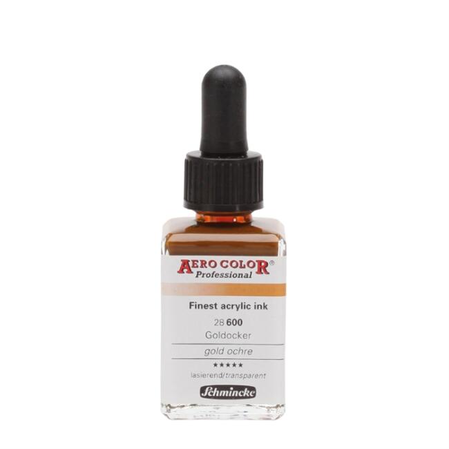 Schmincke Aero Color Akrilik Mürekkep 28 ml Gold Ochre 600 - 3