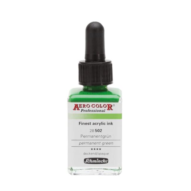 Schmincke Aero Color Akrilik Mürekkep 28 ml Permanent Green 502 - 1