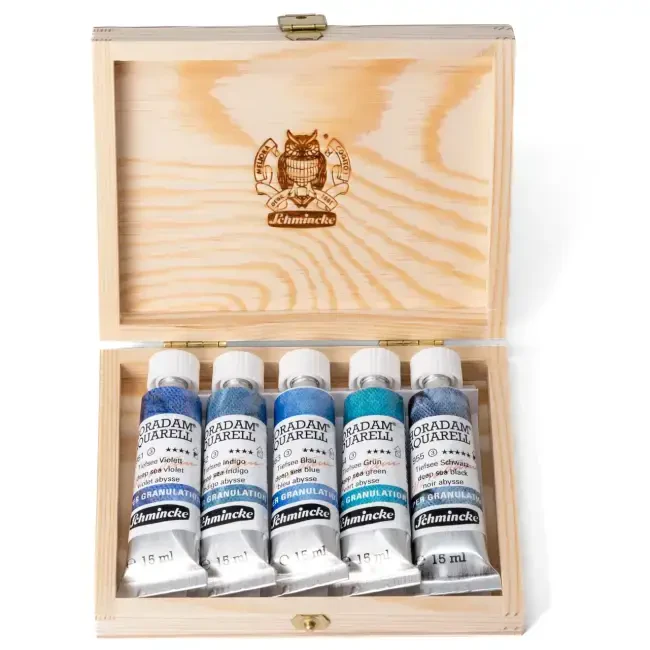 Schmincke Horadam Supergranulation Tüp Sulu Boya Deep Sea Set 15 ml 5’li Ahşap Kutu - 2