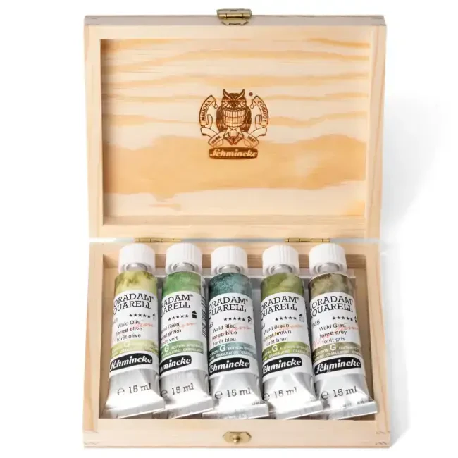 Schmincke Horadam Supergranulation Tüp Sulu Boya Forest Set 15 ml 5’li Ahşap Kutu - 2