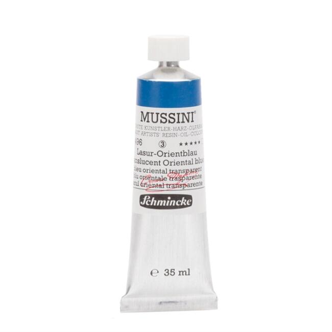 Schmincke Mussini Artists' Yağlı Boya 35 ml Seri 3 Translucent Oriental Blue 496 - 1