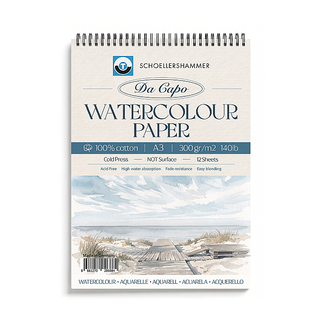 Schoellershammer Da Capo %100 Cotton Cold Press Suluboya Defteri 300 gr A3 12 Yaprak - 1