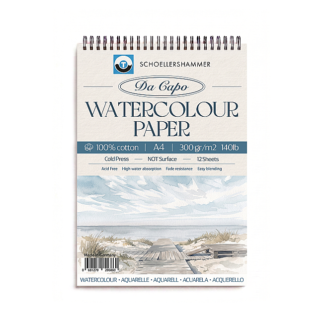Schoellershammer Da Capo %100 Cotton Cold Press Suluboya Defteri 300 gr A4 12 Yaprak - 1