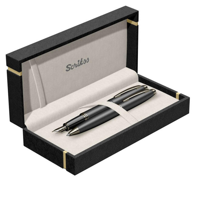 Scrikss 88 Knight Mat Siyah Dolma Tükenmez Kalem Seti - 3
