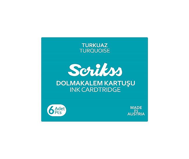 Scrikss Dolma Kalem Kartuşu Turkuaz 6 Adet - 1