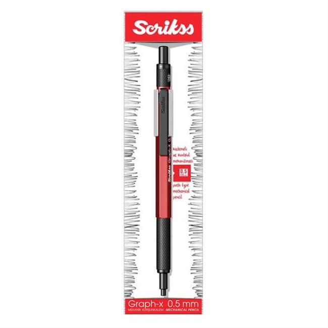 Scrikss Graph-X Metal Versatil Kalem 0.5 mm Kırmızı - 1