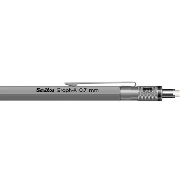 Scrikss Graph-X Metal Versatil Kalem 0.7 mm Saten Gri - 4