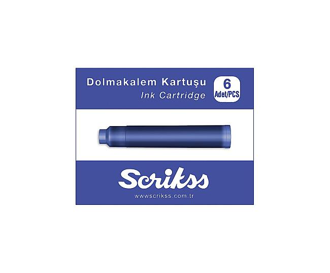 Scrikss Mavi Dolma Kalem Kartuşu 6’lı Set - 1