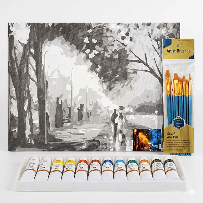 SGvn Art Yağlıboya Desenli Pres Tuval 30x40 cm Autumn Walk Seti ST26 - 1