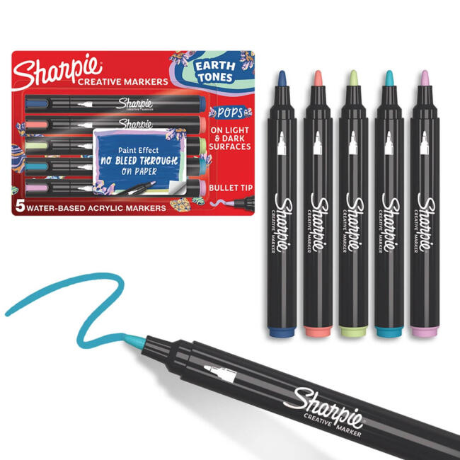 Sharpie Creative Marker Akrilik Kalem Set 5'li Earth Tones 2213380 - 2